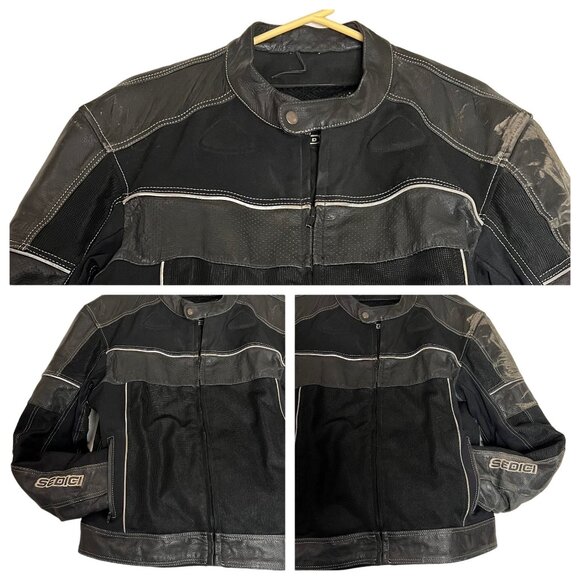 Sedici F16 Men's Black Leather & Mesh Motorcycle Jacket Size 42 US 52 EUR - Picture 5 of 16